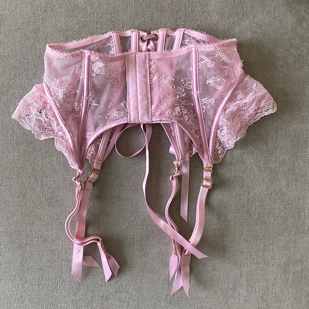Honey Birdette “Rebecca” Pink Lace Intimate Set - Picture 5 of 7